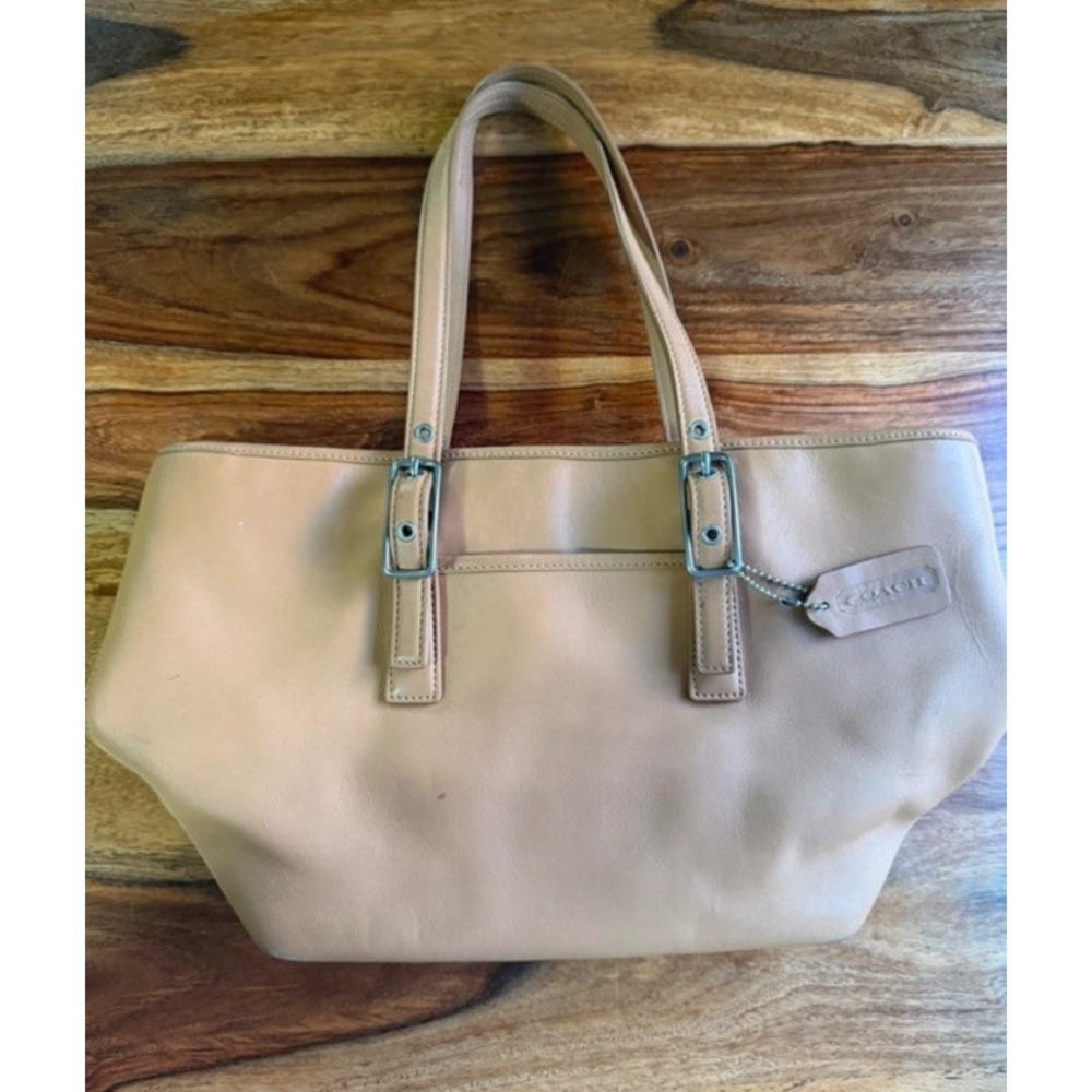 Vintage Coach 9846 Legacy Mini Hamptons Market Tote Tan Leather Satchel Purse
